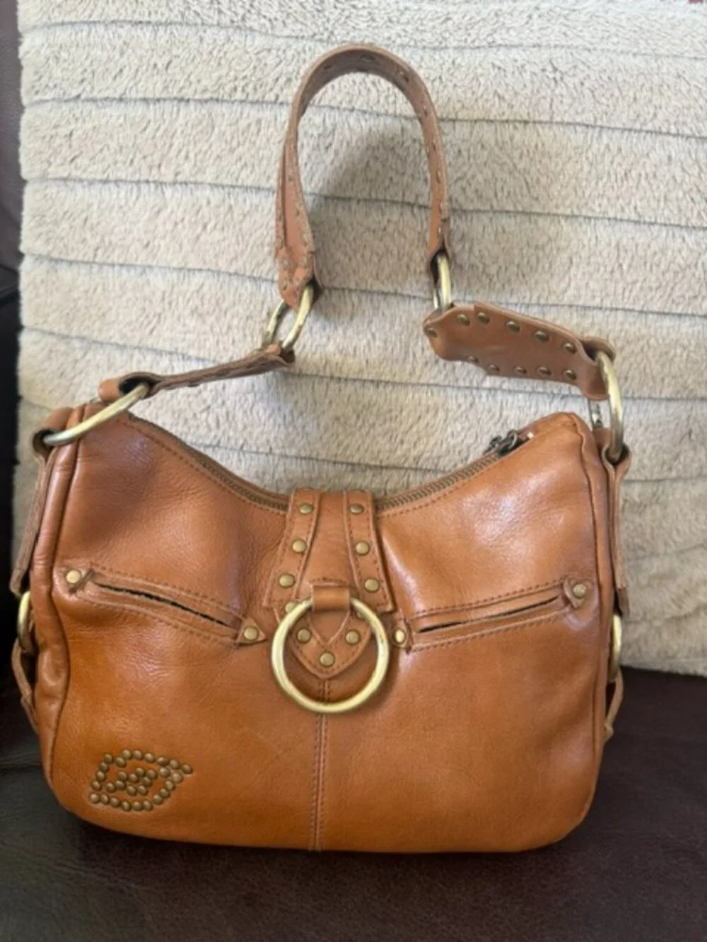 Vintage Betsey Johnson Y2K Genuine Leather Studded Cargo Pocket Shoulder soho